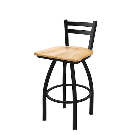 Holland Bar Stool Co 25" Low Back Swivel Counter Stool, Black Wrinkle, Nat Maple Seat 41125BWNatMpl
